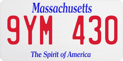 MA license plate 9YM430