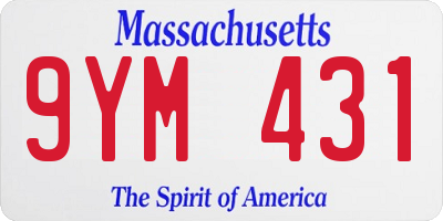 MA license plate 9YM431