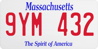 MA license plate 9YM432