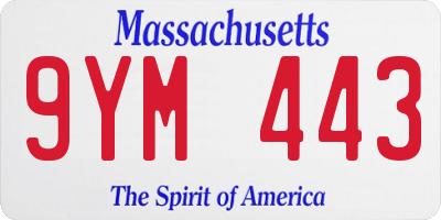 MA license plate 9YM443