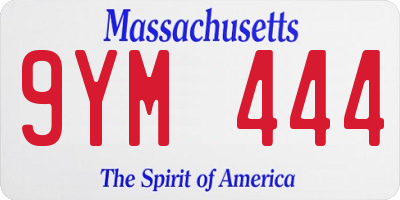 MA license plate 9YM444