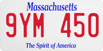 MA license plate 9YM450