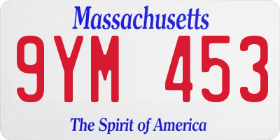MA license plate 9YM453