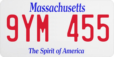 MA license plate 9YM455