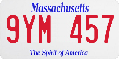 MA license plate 9YM457