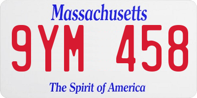 MA license plate 9YM458