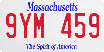MA license plate 9YM459