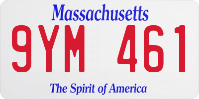 MA license plate 9YM461