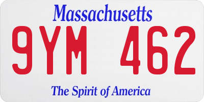 MA license plate 9YM462