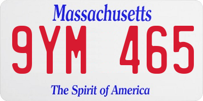 MA license plate 9YM465