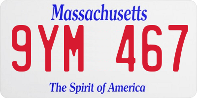 MA license plate 9YM467