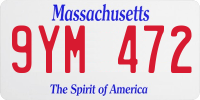 MA license plate 9YM472