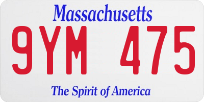 MA license plate 9YM475