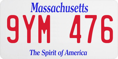 MA license plate 9YM476