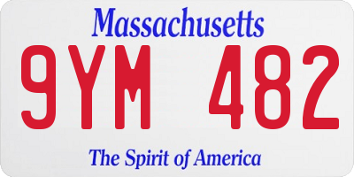 MA license plate 9YM482