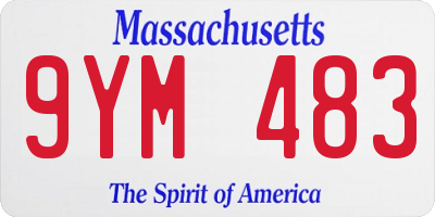 MA license plate 9YM483