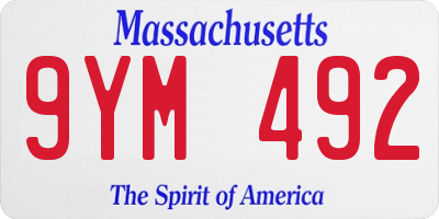 MA license plate 9YM492