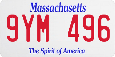 MA license plate 9YM496