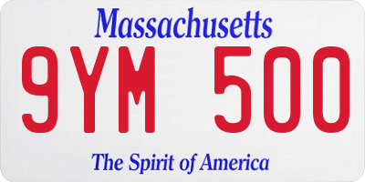 MA license plate 9YM500