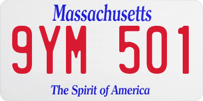 MA license plate 9YM501