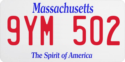 MA license plate 9YM502