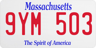 MA license plate 9YM503