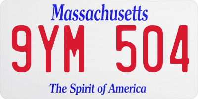MA license plate 9YM504