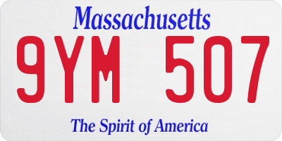 MA license plate 9YM507