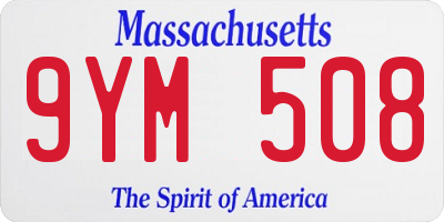 MA license plate 9YM508