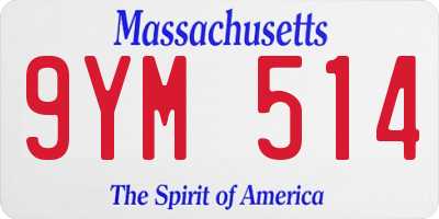 MA license plate 9YM514