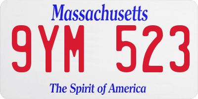 MA license plate 9YM523
