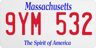 MA license plate 9YM532