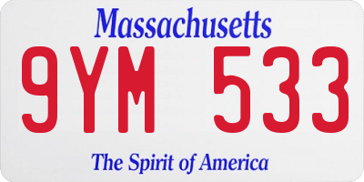 MA license plate 9YM533