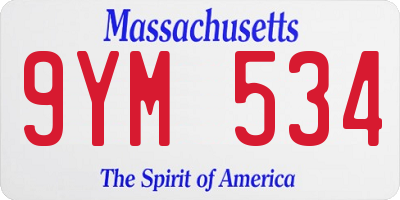 MA license plate 9YM534