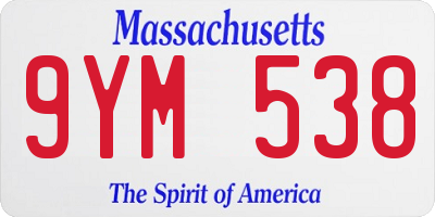 MA license plate 9YM538