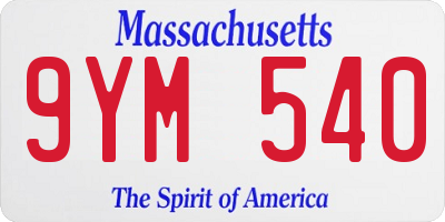 MA license plate 9YM540