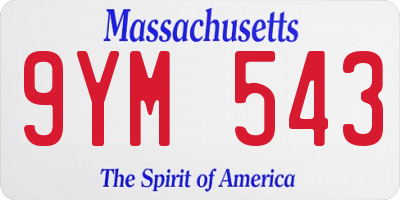 MA license plate 9YM543