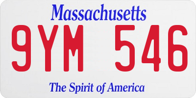MA license plate 9YM546