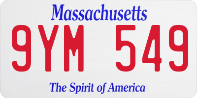 MA license plate 9YM549
