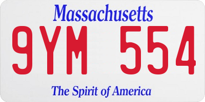 MA license plate 9YM554
