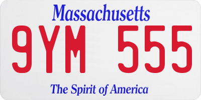 MA license plate 9YM555