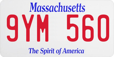 MA license plate 9YM560