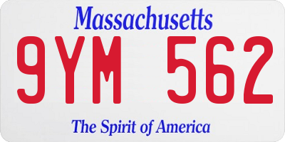 MA license plate 9YM562