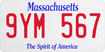 MA license plate 9YM567