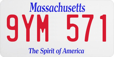 MA license plate 9YM571
