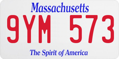 MA license plate 9YM573