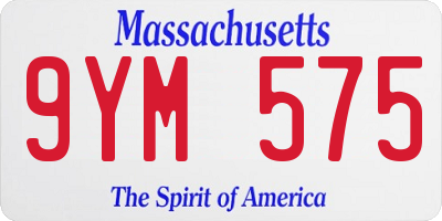 MA license plate 9YM575