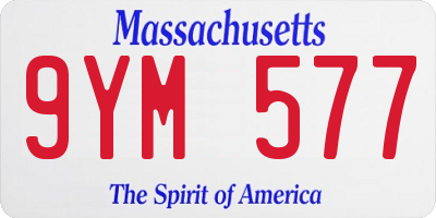 MA license plate 9YM577