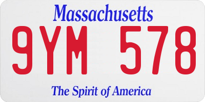 MA license plate 9YM578