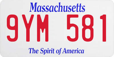 MA license plate 9YM581